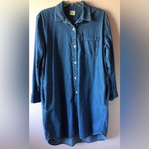 GAP Blue Denim jean Button Down Collared Midi Dress w/ pockets Size Medium